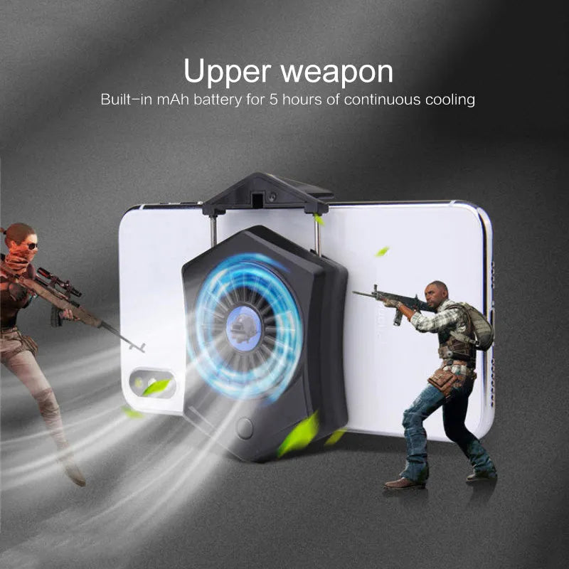 Black and white mobile phone radiator cooling fan with USB connector for gaming consoles