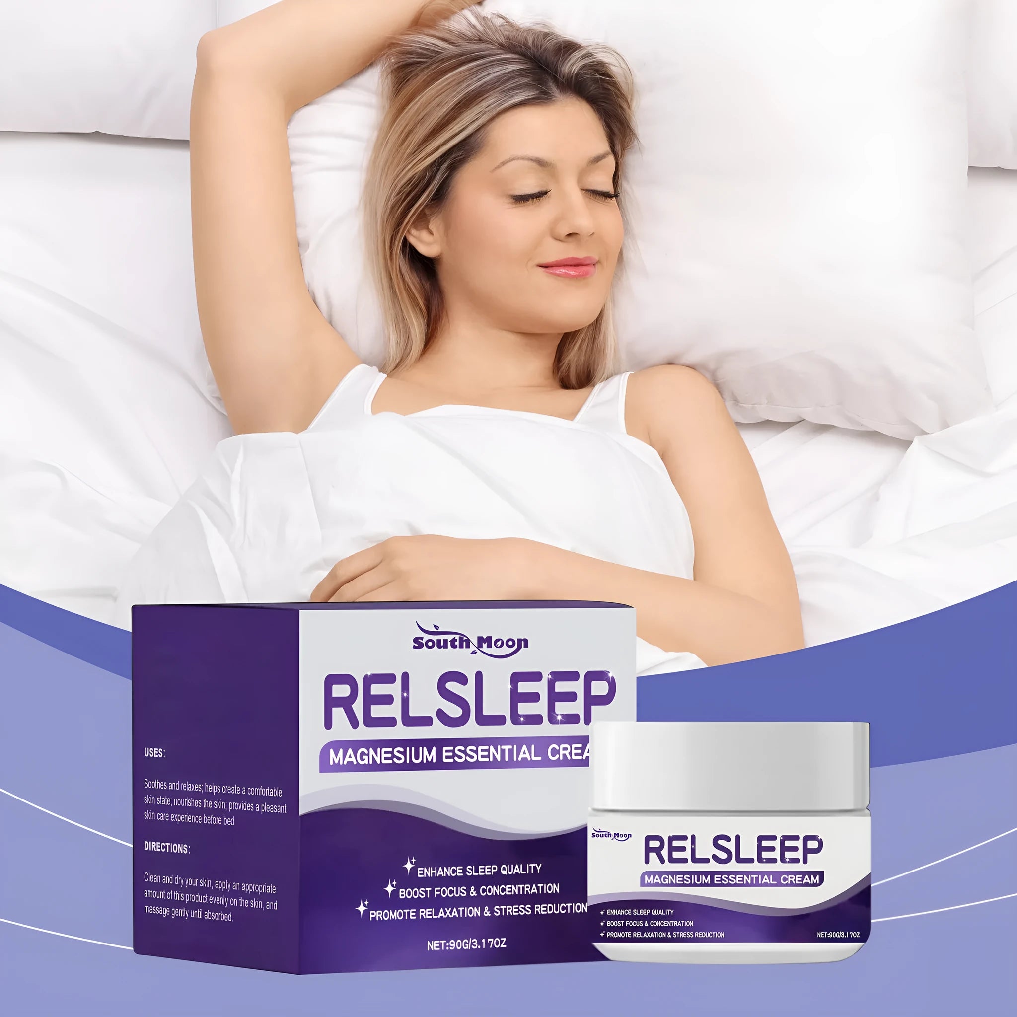 Sleep Magnesium Essence Cream 90g container with honey and soothing ingredients