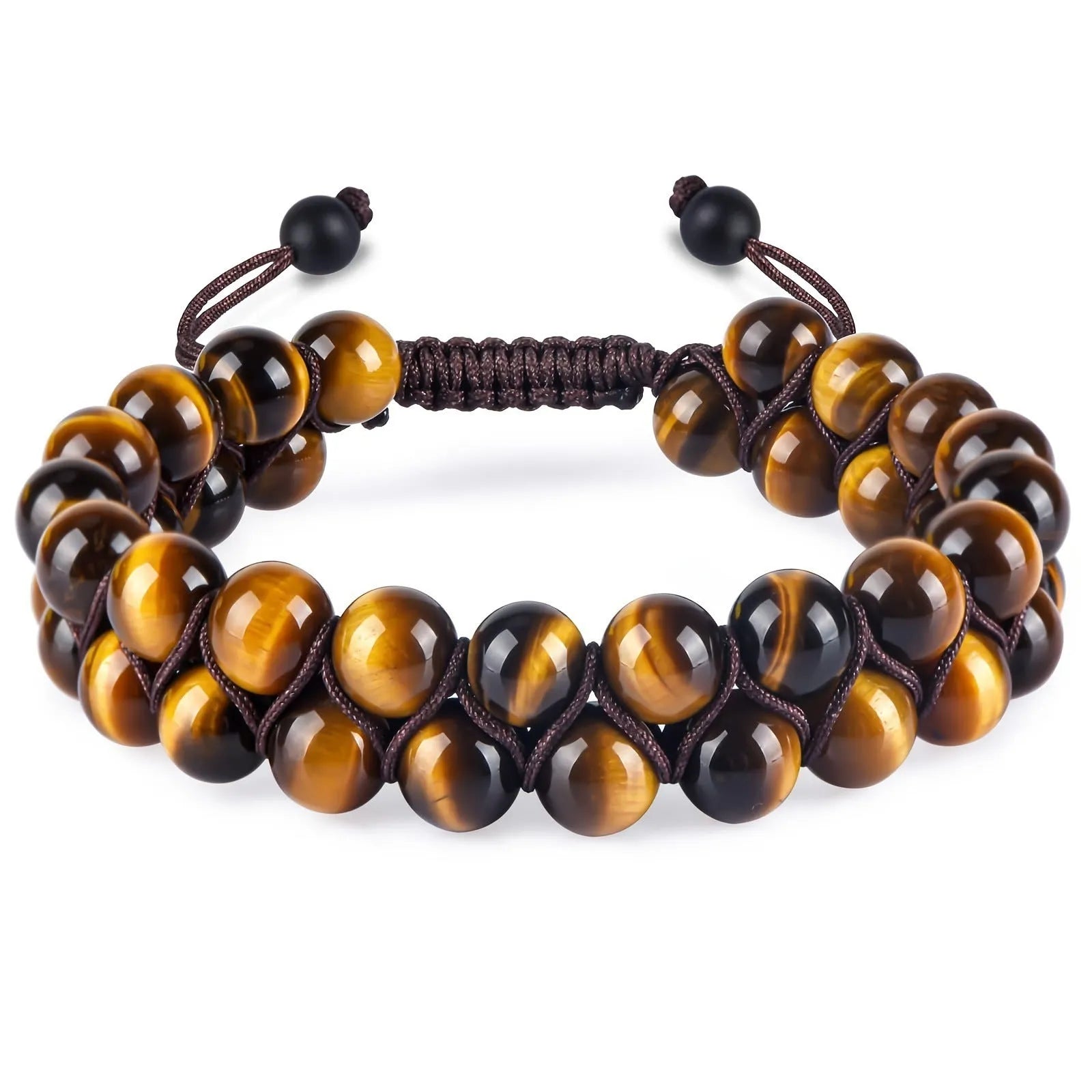 Unisex tiger's eye stone bracelet with alloy construction in multiple colour variations