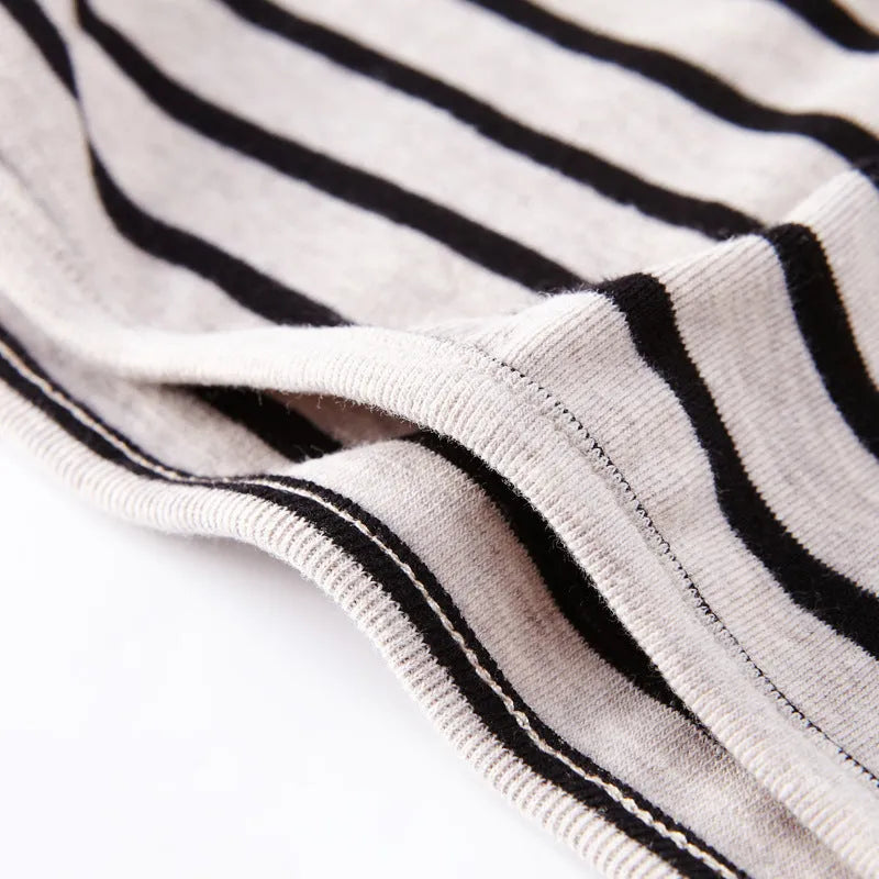 Striped print cotton long sleeve T-shirt for baby girls in black or red colour options