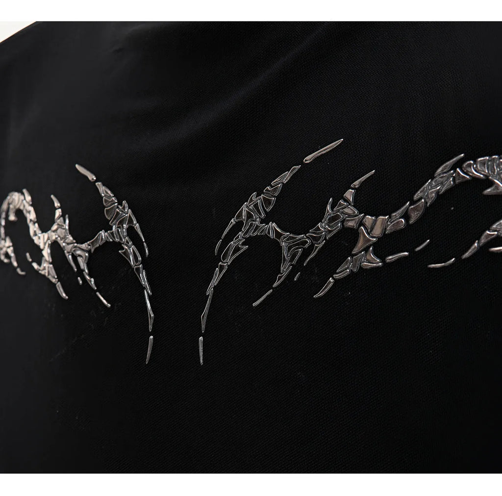 Man modelling a black slim-fit long sleeve mesh bottoming shirt with a textured ice-feel fabric.