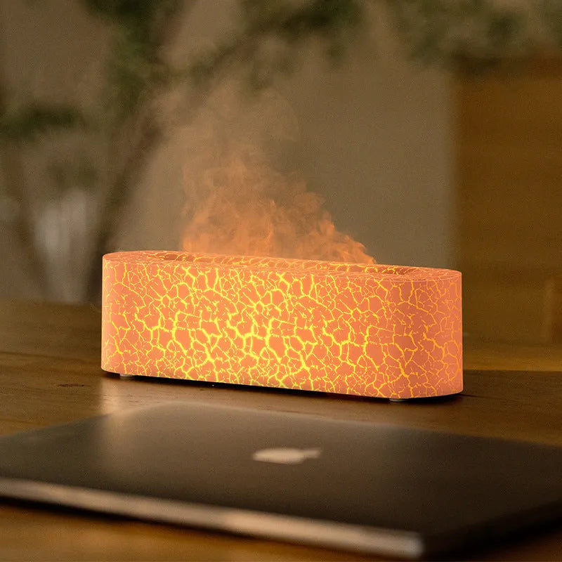 Square creative lava lamp style aroma diffuser humidifier with colourful flame lighting effect