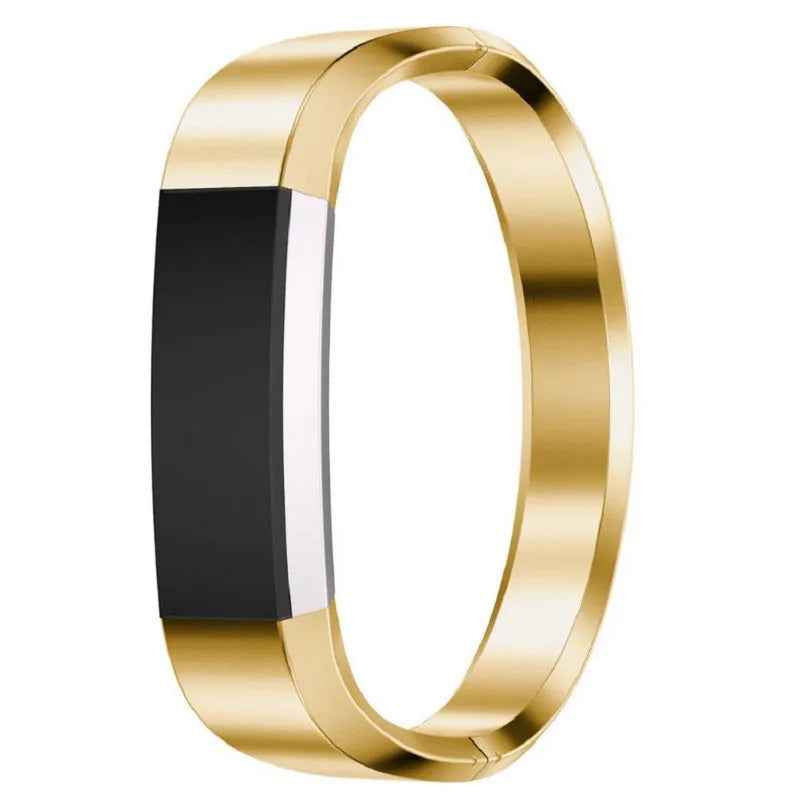 Stainless steel Fitbit Alta replacement bracelet with deployment buckle clasp in black, gold, rose gold, or silver.