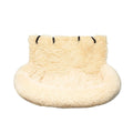 Beige thick cloth pet mat with raised sides on a car seat, showing its size and thermal design.