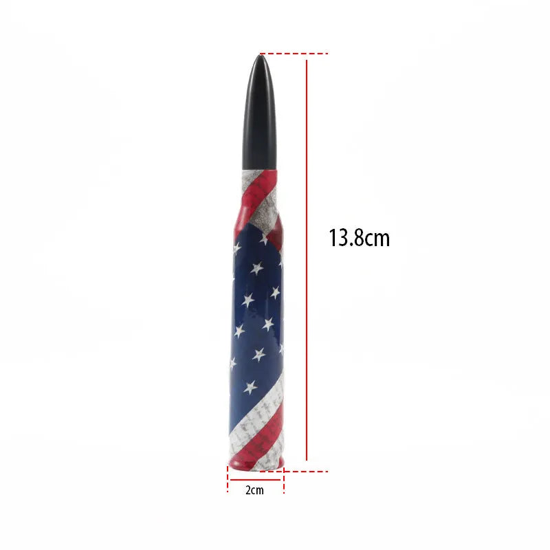 14cm camouflage pattern and American flag bullet car antenna for universal vehicle fit