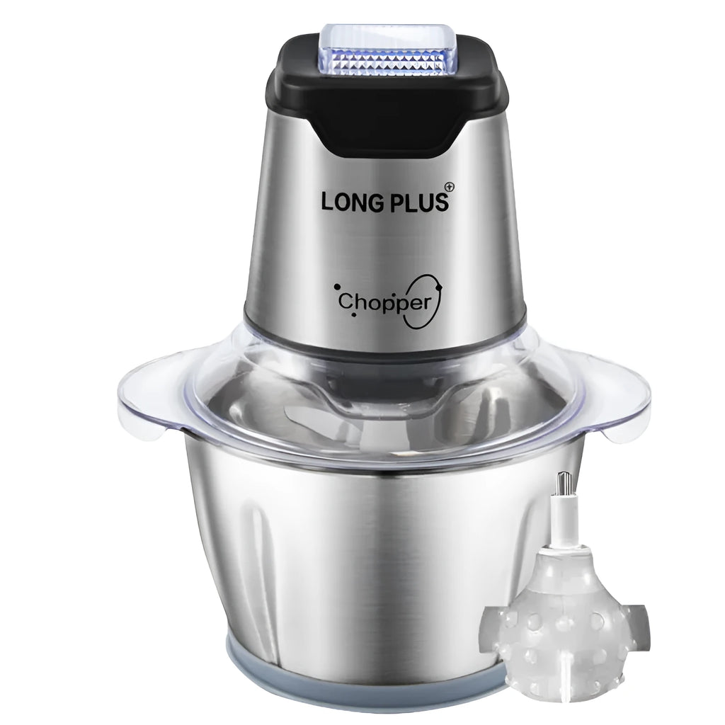 Electric garlic peeler and LONG PLUS meat grinder kitchen appliance on a countertop