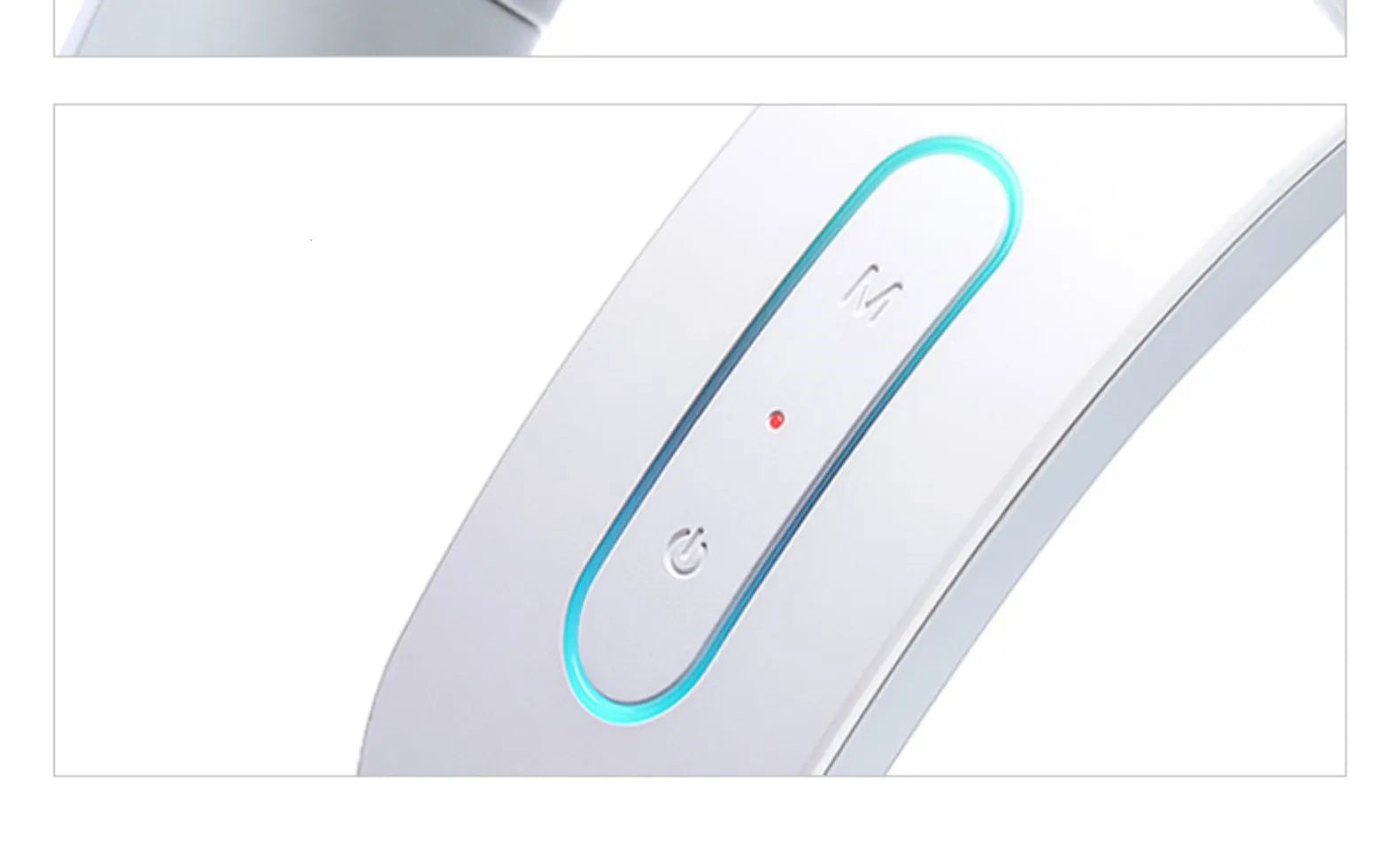 White electric acupressure massager for back neck and shoulder pain relief with control buttons.