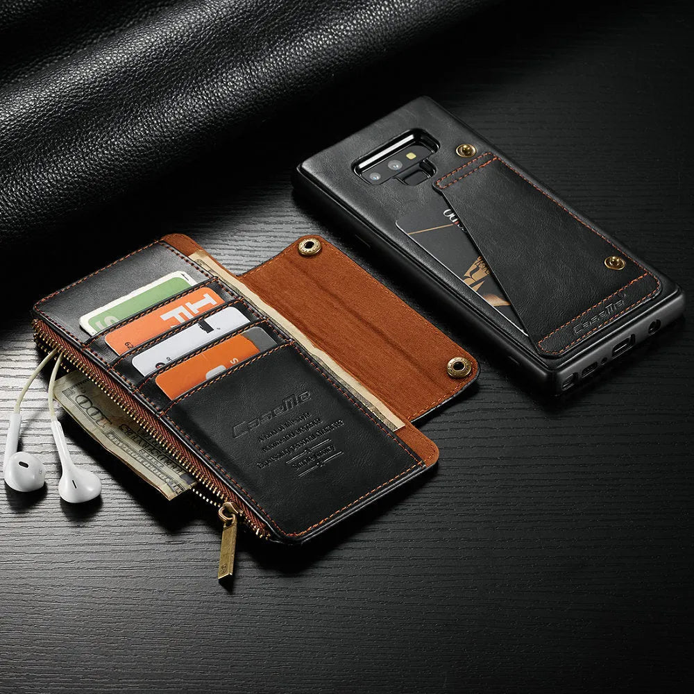 SAMSUNG Note9 PU leather flip phone case in black, brown, and red colour options