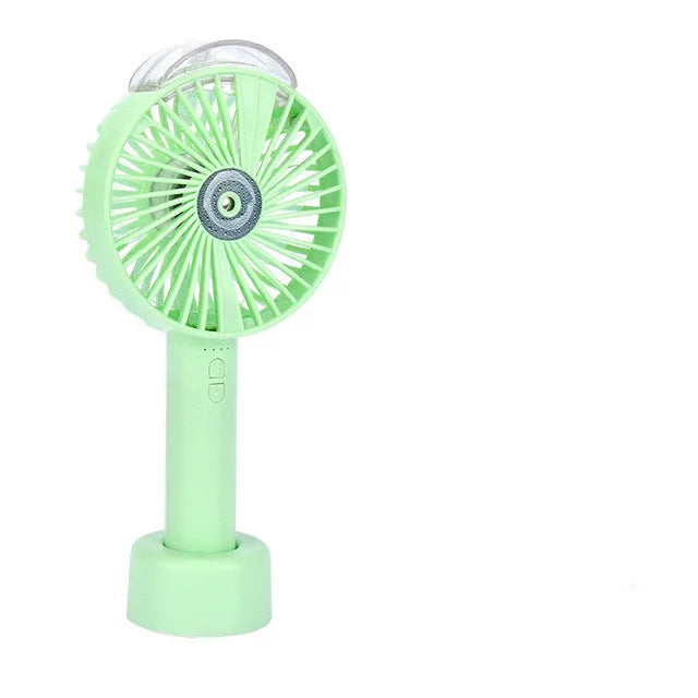 i9 Nano Water Fan USB handheld fan with rechargeable battery and water bottle in blue colour