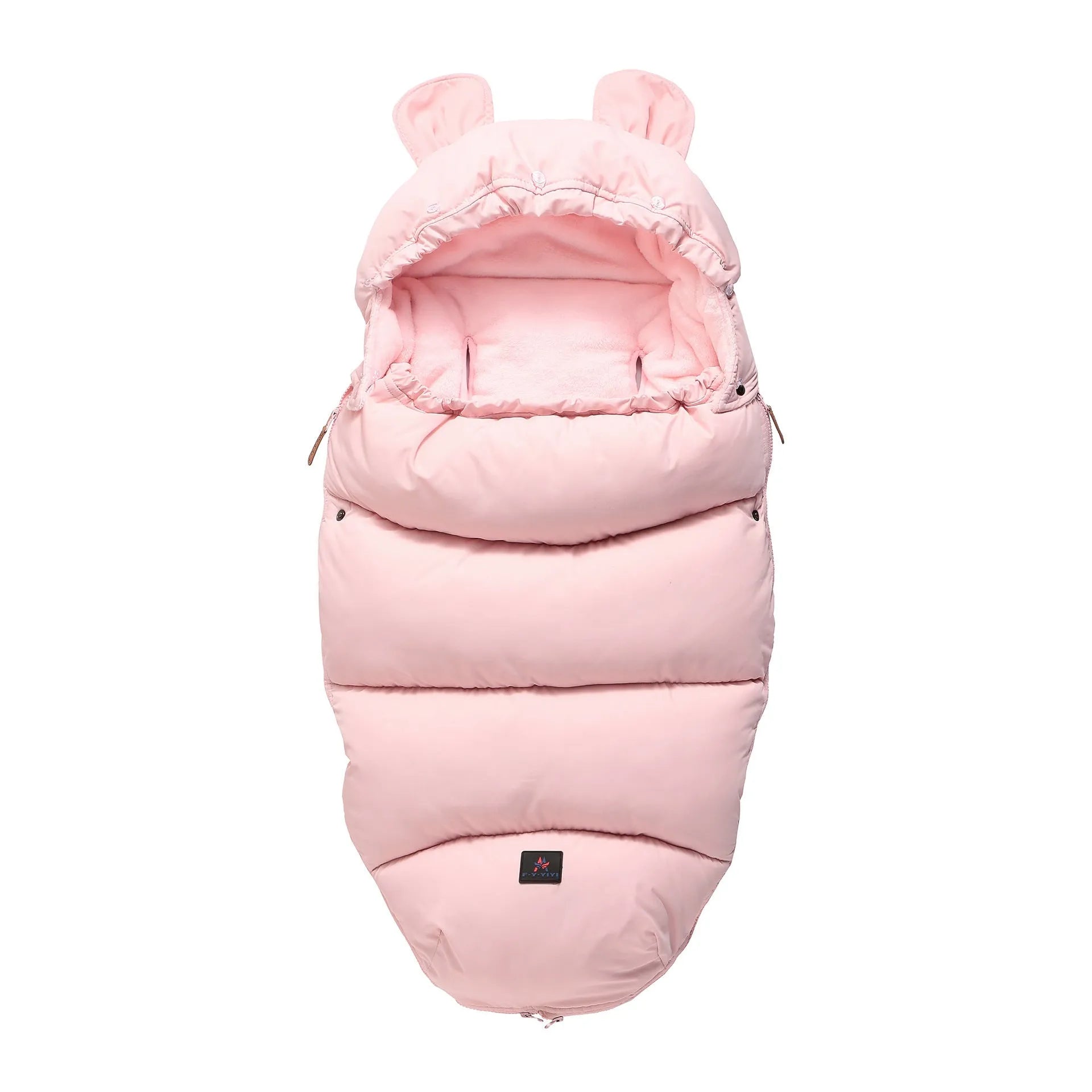Baby stroller sleeping bag in silkworm cocoon style, shown in a colour option, measuring 100 by 48 centimetres.
