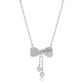 S925 sterling silver bow pendant necklace on O-ring chain with adjustable 40-45cm length