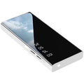 Black 20000mAh power bank with LCD display showing battery level and two USB ports