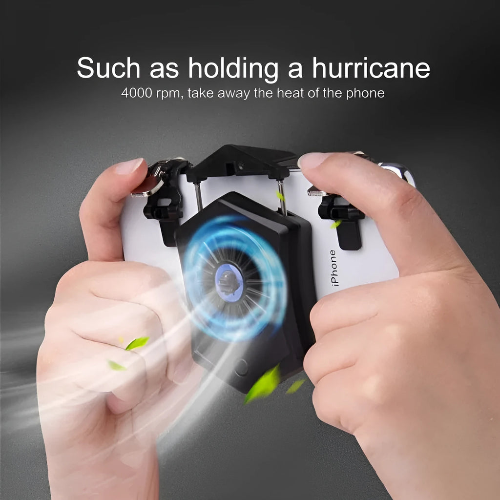 Black and white mobile phone radiator cooling fan with USB connector for gaming consoles