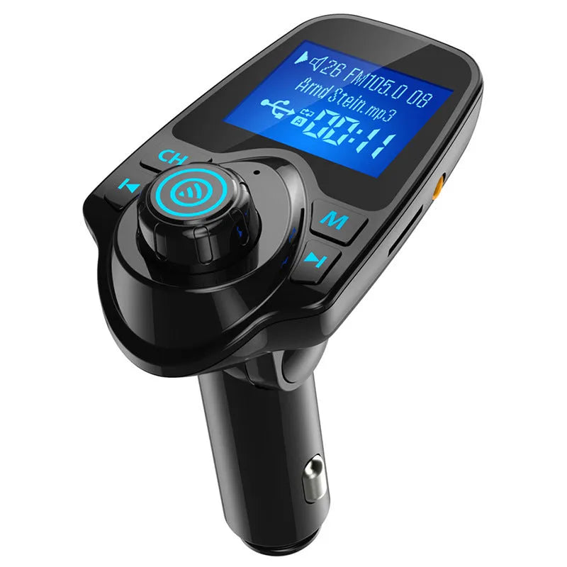 Black car Bluetooth hands-free transmitter with FM, USB and SD card functions