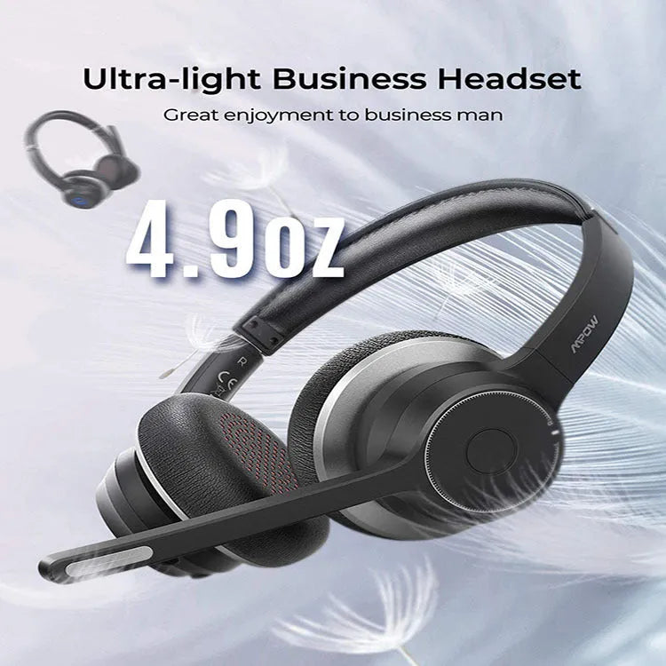 Black noise reduction earphone with head mounted design and Bluetooth 5.0