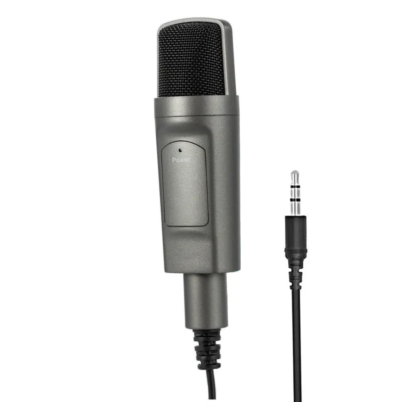 USB condenser microphone for computer desktop live recording, omnidirectional, wired, black