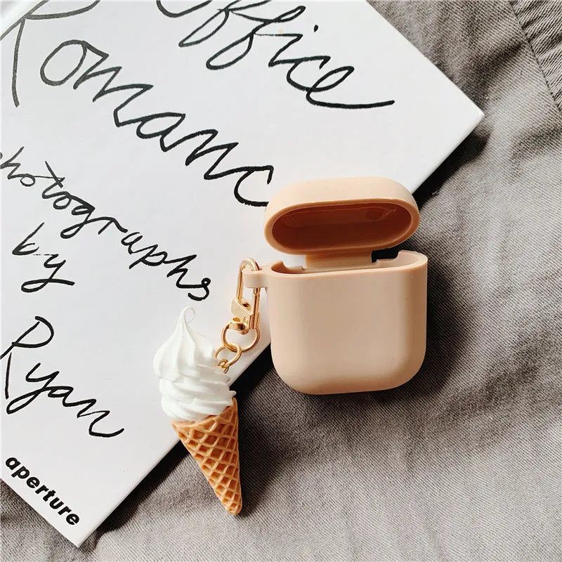 Cylinder Ice Cream design silicone case for Apple AirPods 2 wireless Bluetooth headset.