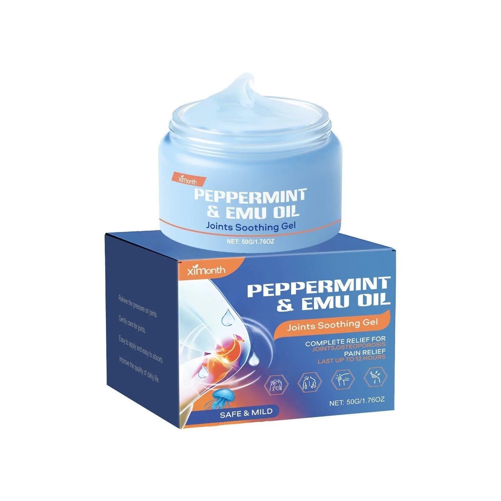 50g tube of menthol and emu oil joint soothing gel for muscle relief.