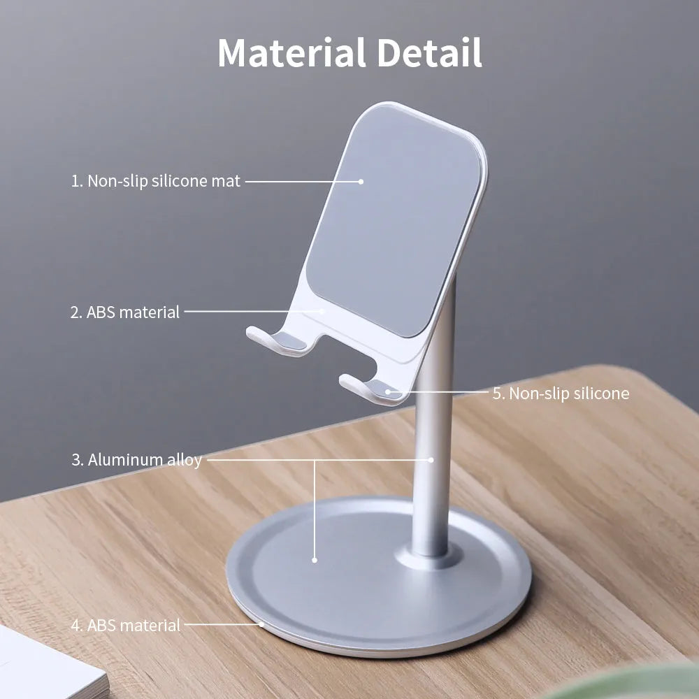 Aluminium alloy mobile phone and tablet desktop stand in black or white colour