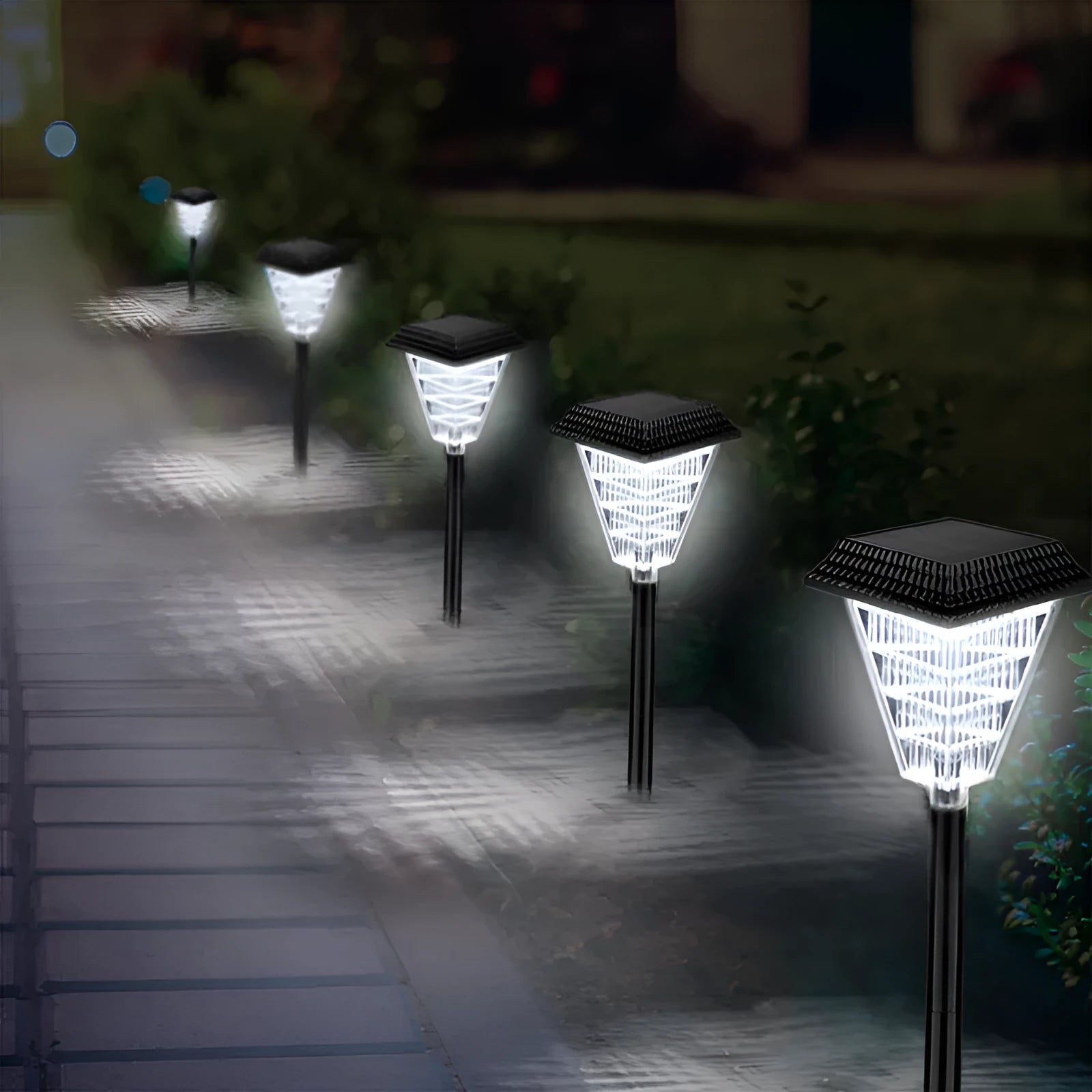 Solar garden light with colour changing LEDs for outdoor pathway and patio lighting