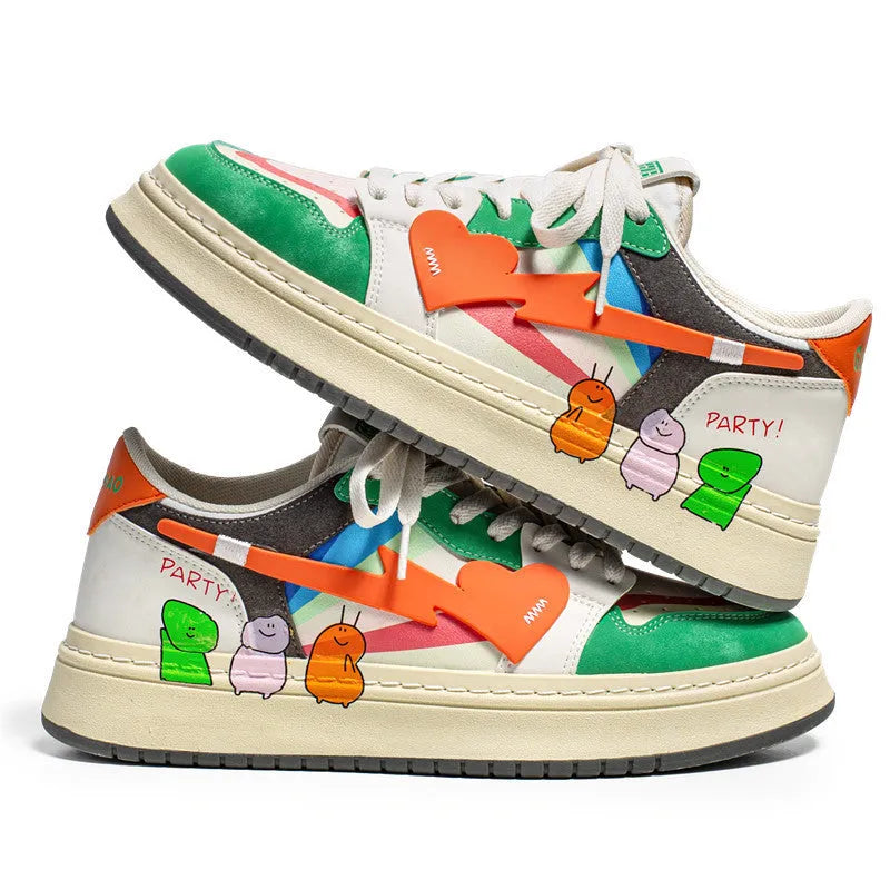 Casual lace-up sneakers in simple plain design with wear-resistant construction