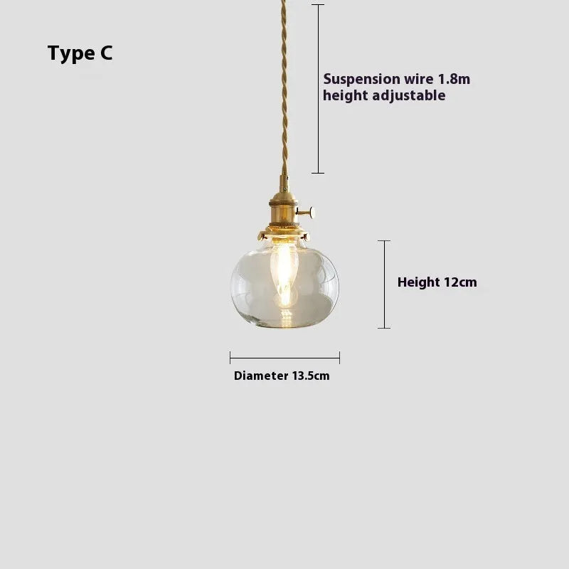American retro style bedside droplight pendant lamp with warm light