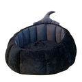 Halloween pumpkin-shaped cat bed with cartoon devil design in soft plush material