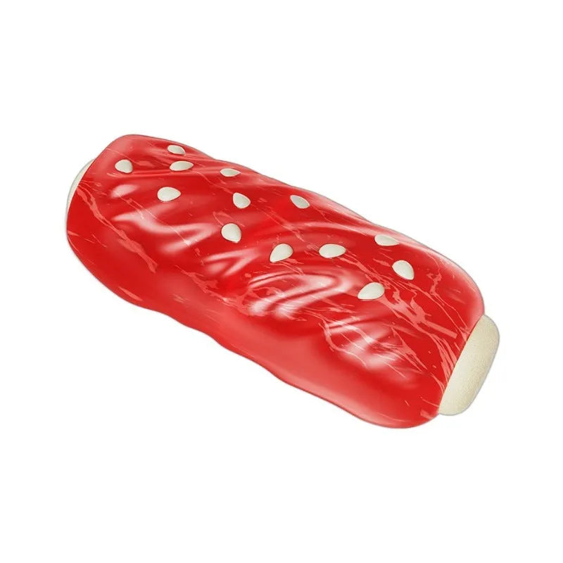 White plastic bone-shaped molar rod dog chew toy for small breeds.