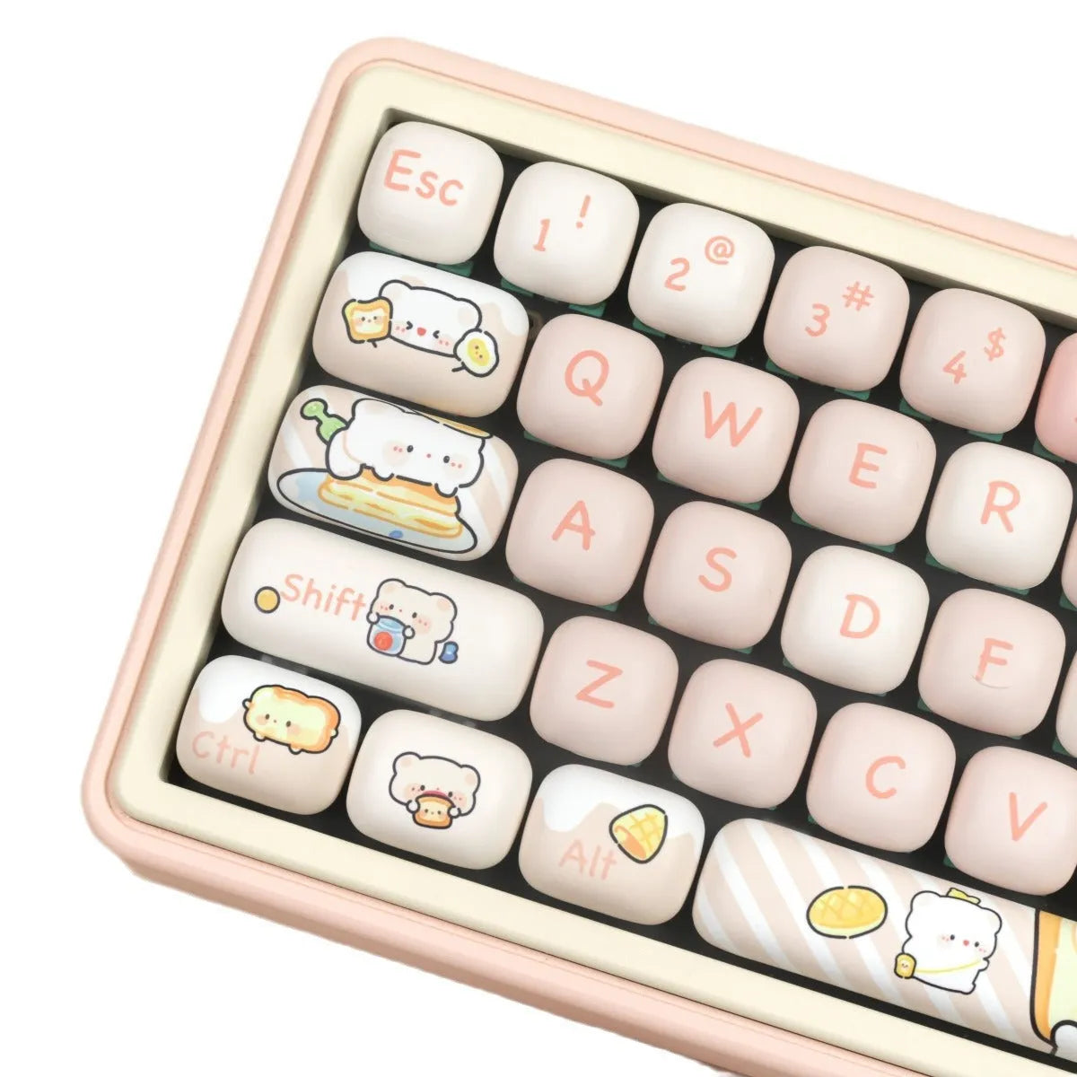 MOG steamed bread keycap set with bread bear theme PBT sublimation for mechanical keyboards