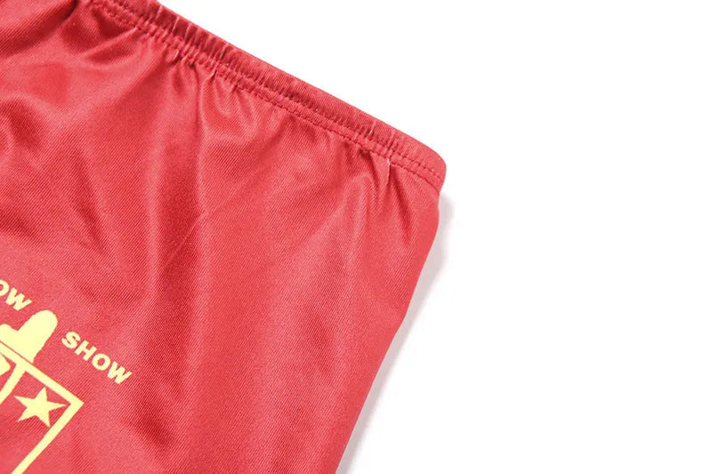 Red women's high waist hip lift printed shorts bikini set with 3D pattern