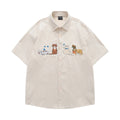 Cartoon pattern embroidered loose cardigan shirt in polyester fabric