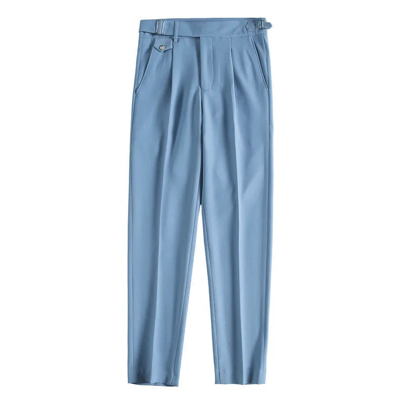 Straight leg casual trousers in solid colours available in waist sizes 29 to 36