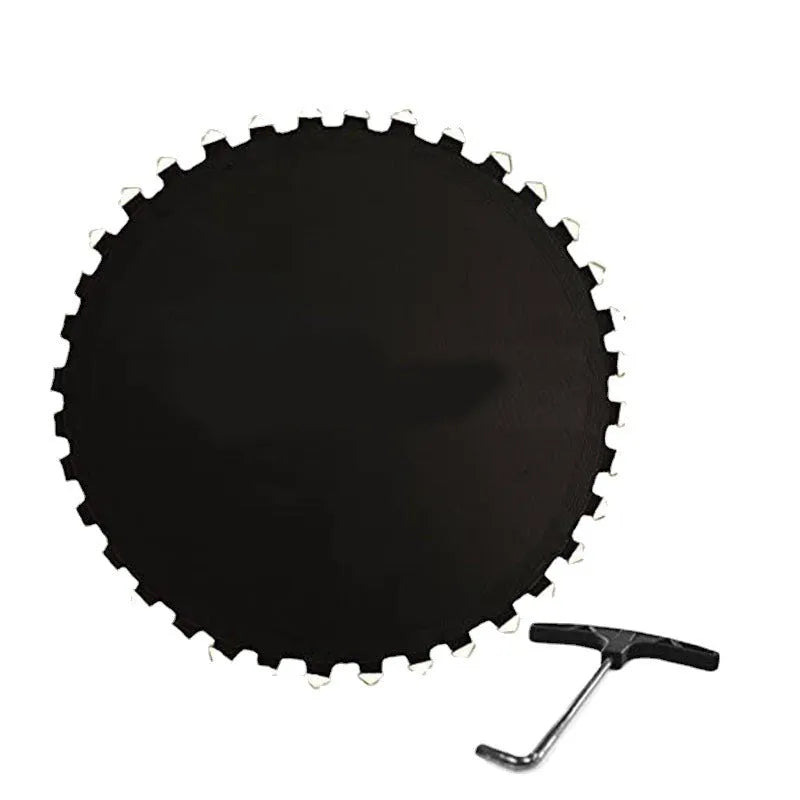 Round polypropylene trampoline elastic bungee fabric for replacement, shown in multiple size options.