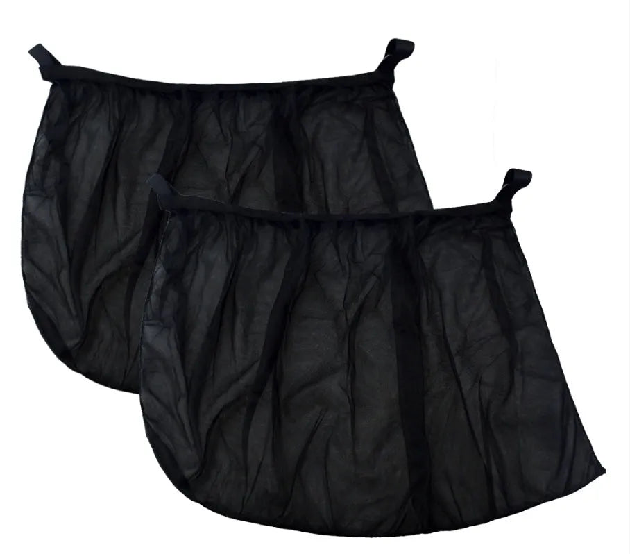 Black polyester mesh car sunshade side curtain placed on rear window, size L 75x45cm