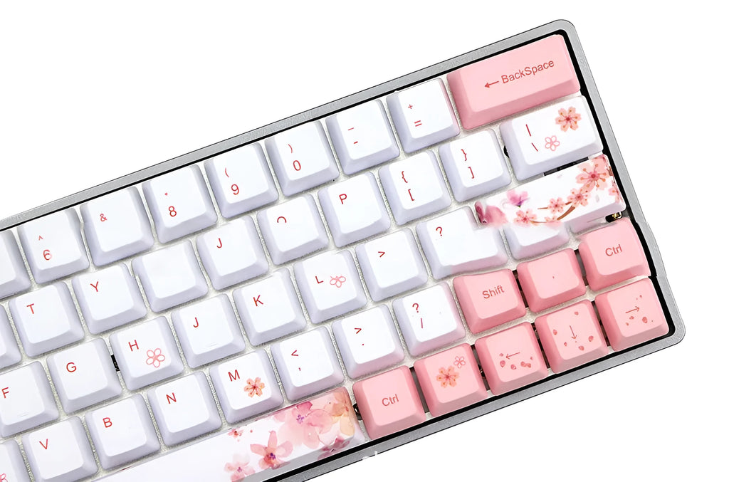 Pink PBT mechanical keyboard keycaps with five-sided sublimation printing