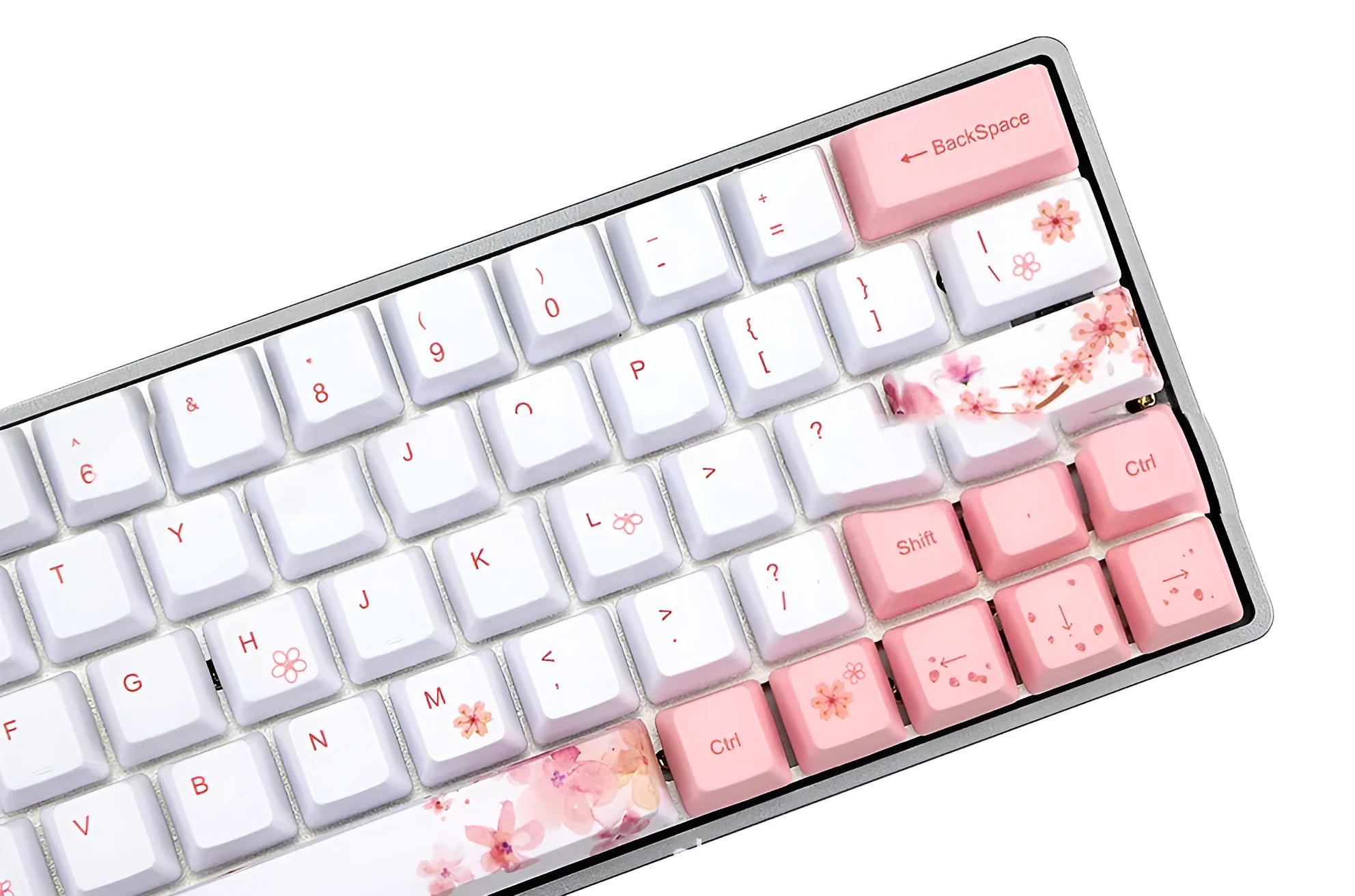Pink PBT mechanical keyboard keycaps with five-sided sublimation printing