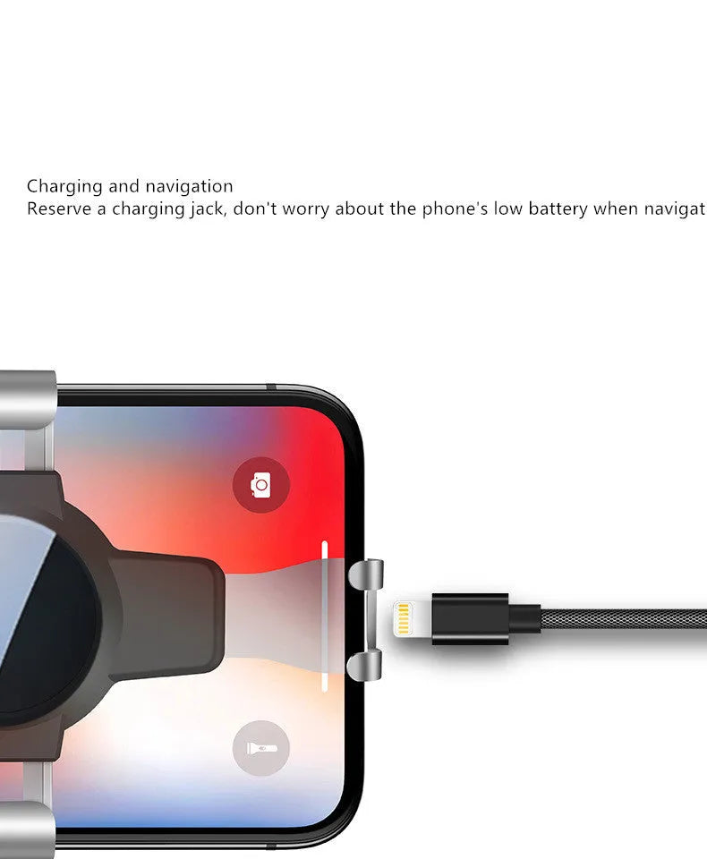 Black S4 gravity mirror ABS mobile phone bracket attached to car air conditioning port holding smartphone