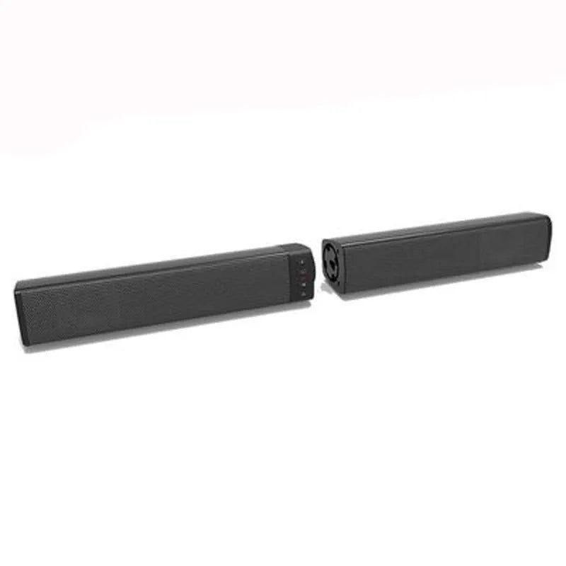 Black foldable split TV Bluetooth speaker with dual speakers showing 490mm length plastic construction