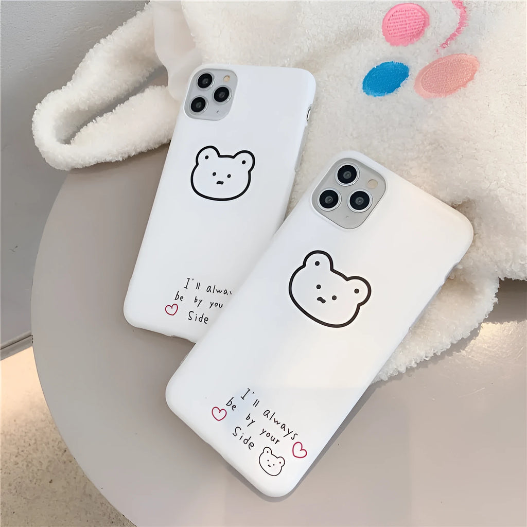Silicone mobile phone case for iPhone 6 and 6S featuring a Korean bear cartoon design on a soft back cover.