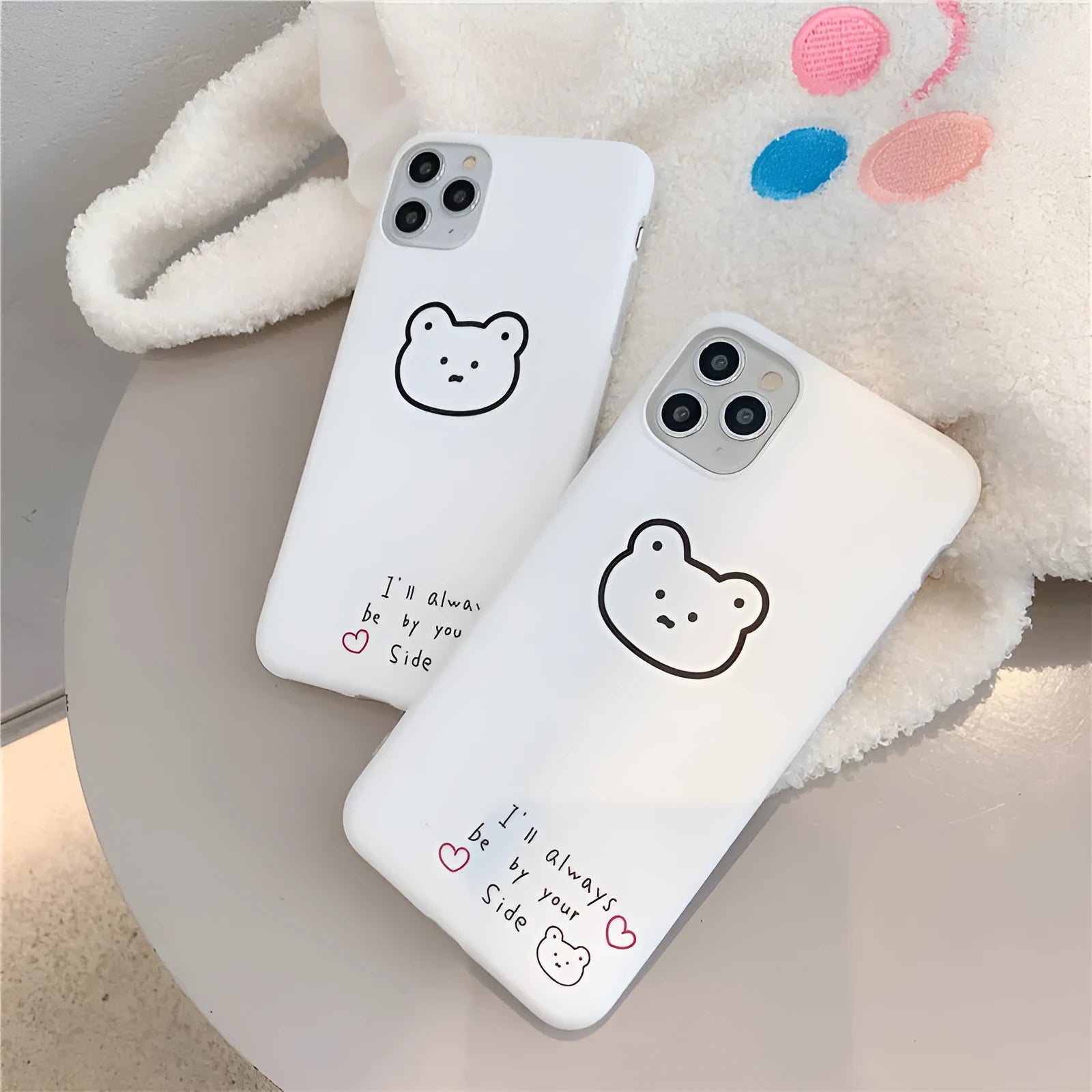 Silicone mobile phone case for iPhone 6 and 6S featuring a Korean bear cartoon design on a soft back cover.