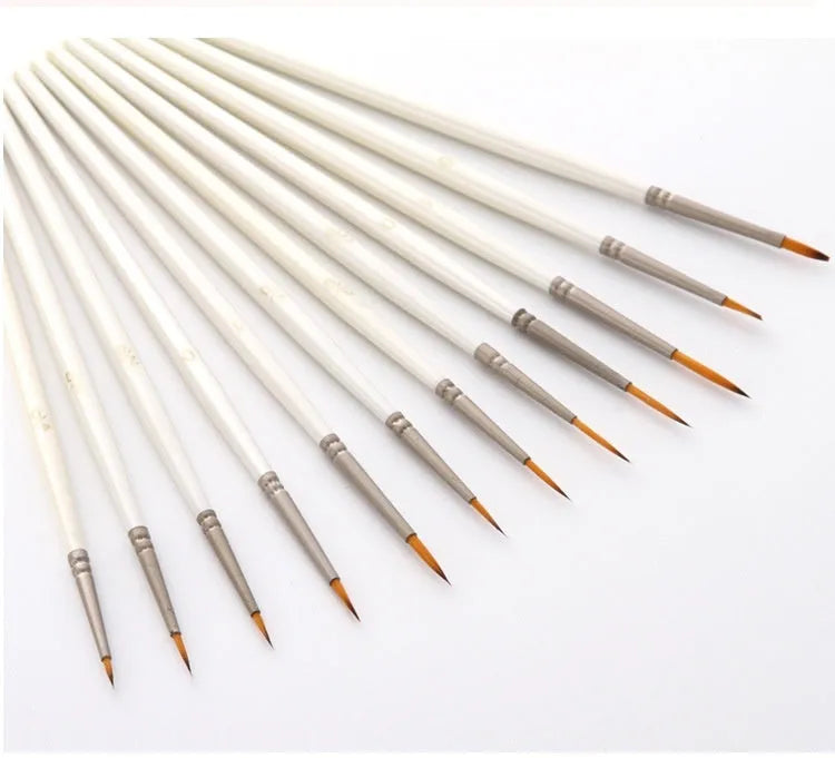12 nylon wool hook line art markers in solid wood holder with pearl white tips
