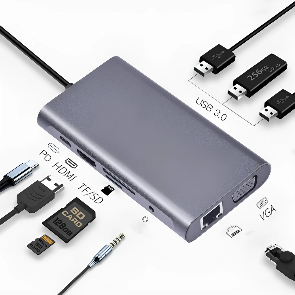 10-in-1 docking hub PD power bank compatible with MacBook and iPhone for trade fair use
