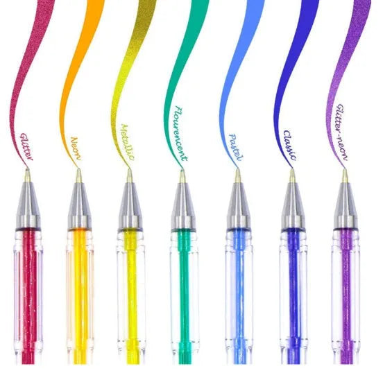 Colour gel pens showing 2.2mm inner diameter ink tube with 25 and 50 pack options