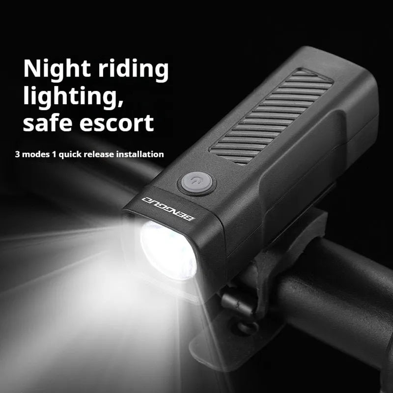 USB rechargeable bicycle headlight with quick release bracket for night riding