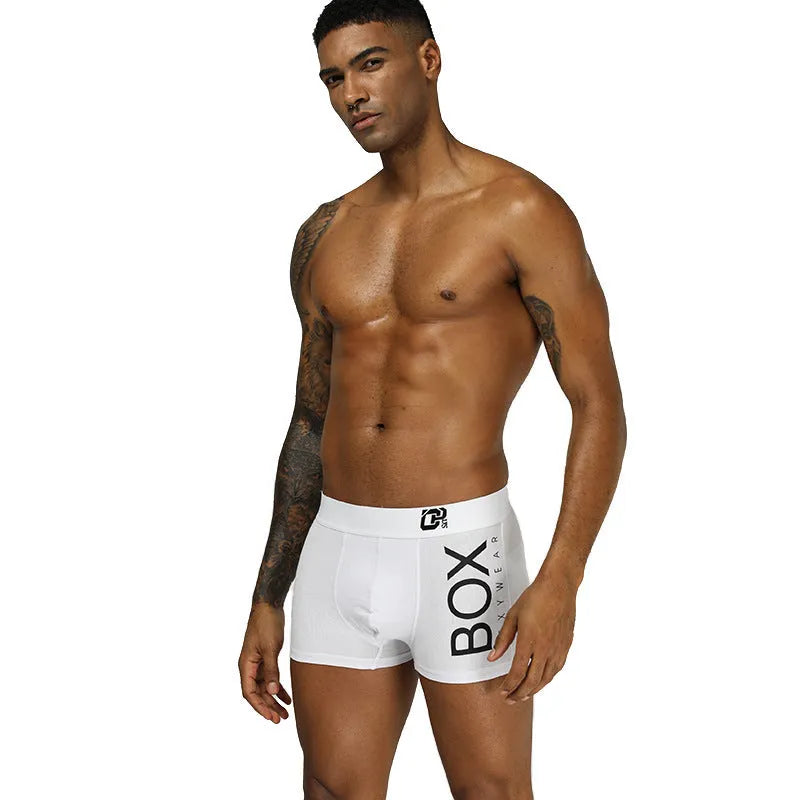 Men's 100% cotton boxer shorts in black and white, sizes L to XXL, breathable underwear