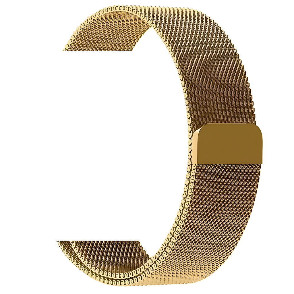 Stainless steel watch strap in silver, shown fitting a watch with a 42mm case.