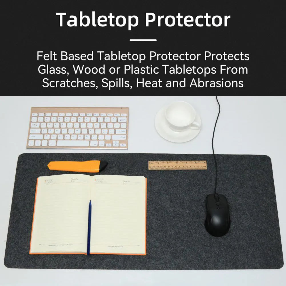 Black gray non-slip felt desk pad 80 cm by 40 cm with soft wool surface