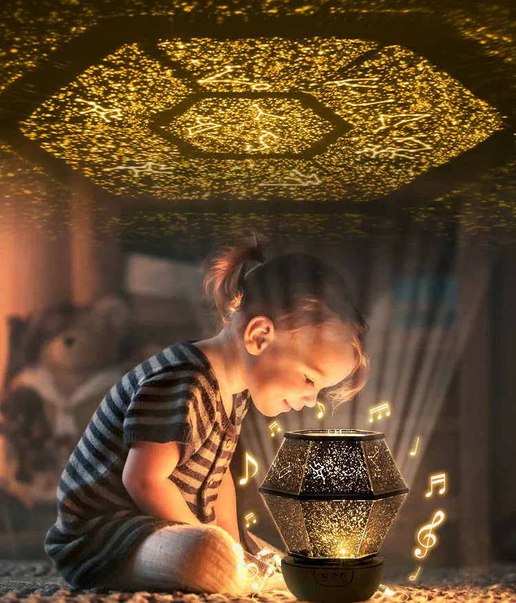 Children's rotating stars LED night light projecting dreamlike starlight patterns