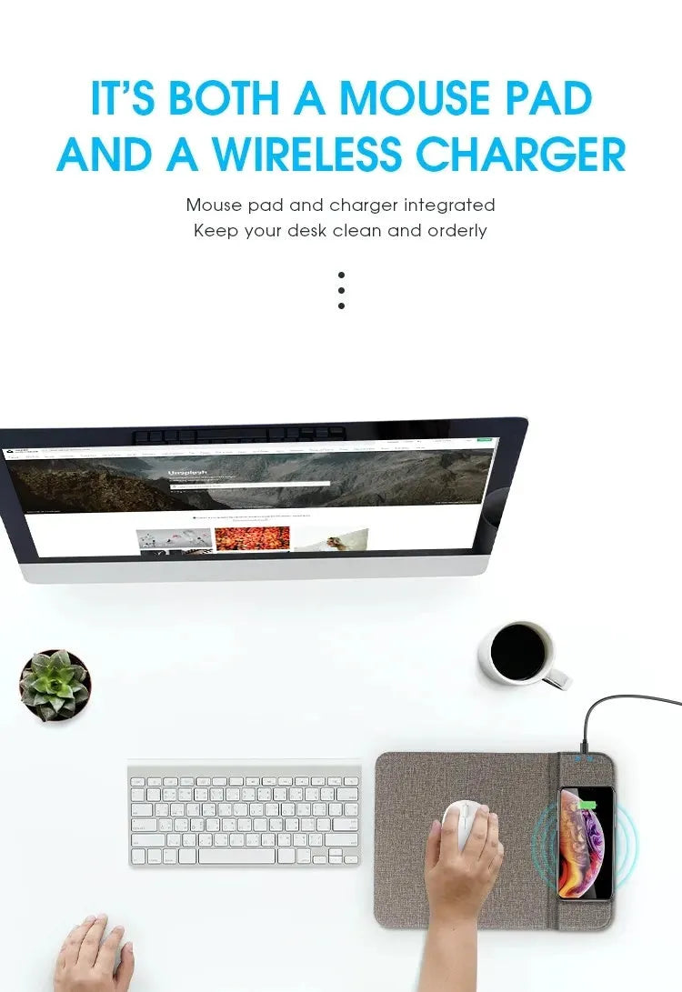 A foldable fabric phone holder with a phone attached, showing its adjustable angle and wireless charging capability.