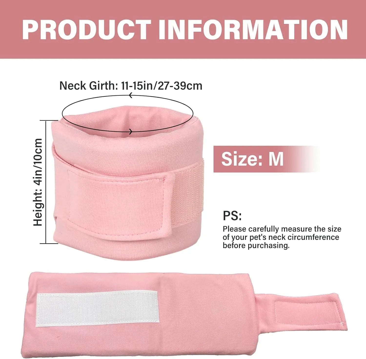 Soft grey and pink cat recovery cone collar showing four size options for post-surgery support